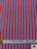 Italian Vertical Striped Yarn-Dyed Cotton Shirting - Red / White / Blue