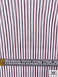 Italian Vertical Striped Yarn-Dyed Cotton Shirting - Maroon / White / Blue