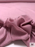 Vertical Pinstriped Yarn-Dyed Cotton Shirting - Wine Red / White