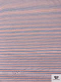 Italian Horizontal Striped Yarn-Dyed Cotton Shirting - Washed Red / White / Blue