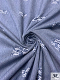 Novelty Basketweave Stitched Lightweight Denim - Denim Blue / White