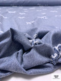 Novelty Basketweave Stitched Lightweight Denim - Denim Blue / White