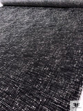 Italian Graphic Web Printed Textured Cotton Pique - Black / Off-White