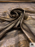 Italian Horizontal Striped Lamé Silk Chiffon - Gold / Tan / Silver / Black