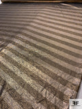 Italian Horizontal Striped Lamé Silk Chiffon - Gold / Tan / Silver / Black