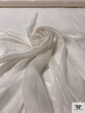 French Shimmery Polka Dot Jacquard Silk Chiffon - Off-White