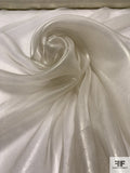 Italian Solid Foil Printed Fine Silk Gazar - Pealized Off-White