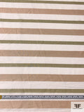 Italian Cotton Voile with Metallic Stripes - Rose Gold / Metallic Olive / Off-White