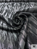 Italian Abstract Lamé-Brocade - Metallic Grey / Black