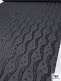 Italian Wavy Striations and Dots Metallic Silk Chiffon - Black