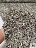 Beads and Sequins on Silk Chiffon - Greys / Off-White