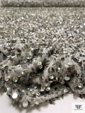 Beads and Sequins on Silk Chiffon - Greys / Off-White