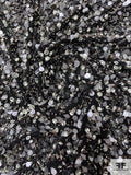 Beads and Sequins on Silk Chiffon - Greys / Black