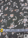 Floral Printed Polyester Chiffon - Black / White / Orange / Sage