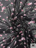 Floral Printed Polyester Chiffon - Dusty Rose / Soft Green / Black / White