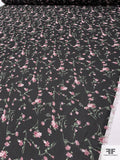Floral Printed Polyester Chiffon - Dusty Rose / Soft Green / Black / White