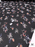 Leaf and Floral Printed Polyester Chiffon - Dusty Purple / Burnt Orange / Black / White