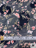Floral Printed and Paisley Burnout Polyester Chiffon - Navy / Ok Coral / Pear Greens