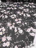 Dreamy Floral Printed Slightly Crinkled Polyester Chiffon - Pale Pinks / Black / White / Pale Yellow