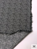Italian Herringbone Style Yarn-Dyed Suiting with Vertical Stretch - Black / Off-White
