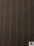 Windowpane Glen Plaid Wool-Cotton Suiting - Brown / Army Green / Yellow / Red / Purple