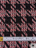 Italian Houndstooth Brocade Tweed - Red / Black / White