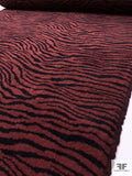 Italian Tiger Pattern Sherpa-Look Wool Jacket Weight Knit - Brick Red / Black