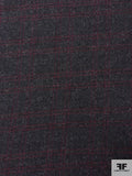 Plaid Brushed Wool Jacket Weight - Dark Heather Grey / Sangria Red