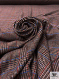 Italian Glen Plaid Wool Blend Suiting - Smokey Peach / Blue / Black / Red