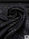 Italian Windowpane Plaid Soft Brushed Wool Blend Coating - Black / Light Grey