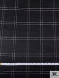 Italian Windowpane Plaid Soft Brushed Wool Blend Coating - Black / Light Grey