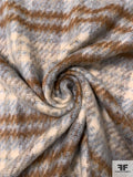 Plaid Lightweight Wool Blend Coating with Mohair Finish - Russet Brown / Dusty Aqua / Ivory