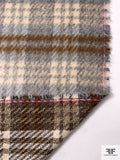 Plaid Lightweight Wool Blend Coating with Mohair Finish - Russet Brown / Dusty Aqua / Ivory