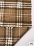 Italian Plaid Brushed Wool Blend Lightweight Coating - Shades of Tan / Beige
