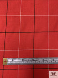 Windowpane Gabardine Wool Suiting - Red / Black / White