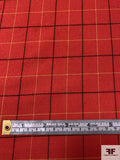 Windowpane Gabardine Wool Suiting - Red / Black / Yellow
