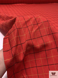 Windowpane Gabardine Wool Suiting - Red / Black / Yellow