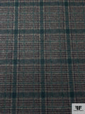Italian Plaid Printed Wool-Like Brushed Novelty Knit - Evergreen / Navy / Grey