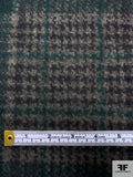 Italian Plaid Printed Wool-Like Brushed Novelty Knit - Evergreen / Navy / Grey