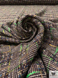 Italian Wool Blend Tweed Suiting - Brown / Green / Blue / Yellow