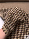 Italian Houndstooth Soft Wool Jacket Weight Tweed - Brown / Tan