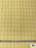 Italian 2-Ply Plaid Wool Suiting - Soft Lime Green / Cream