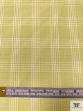Italian 2-Ply Plaid Wool Suiting - Soft Lime Green / Cream