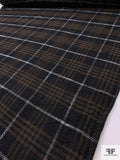 Italian Plaid Wool Tweed Suiting - Black / Brown / Light Grey