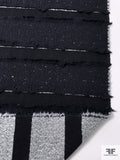 Italian Double Faced Frayed-Striped Wool Blend Coating with Bouclé Back - Dark Navy / Off-White