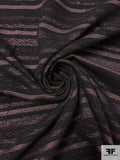 Italian Metallic Striped Fashion Suiting with Vertical Stretch - Black / Brown / Metallic Lilac