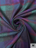 Italian Plaid Flannel Suiting - Purple / Jade Green / Dark Magenta / Heather Grey