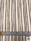 Italian Line Striped Printed Lightweight Wool Coating - Ivory / Black