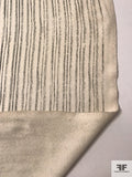 Italian Line Striped Printed Lightweight Wool Coating - Ivory / Black