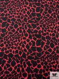 Italian Animal Pattern Printed Brushed Wool Blend Coating - Red / Black